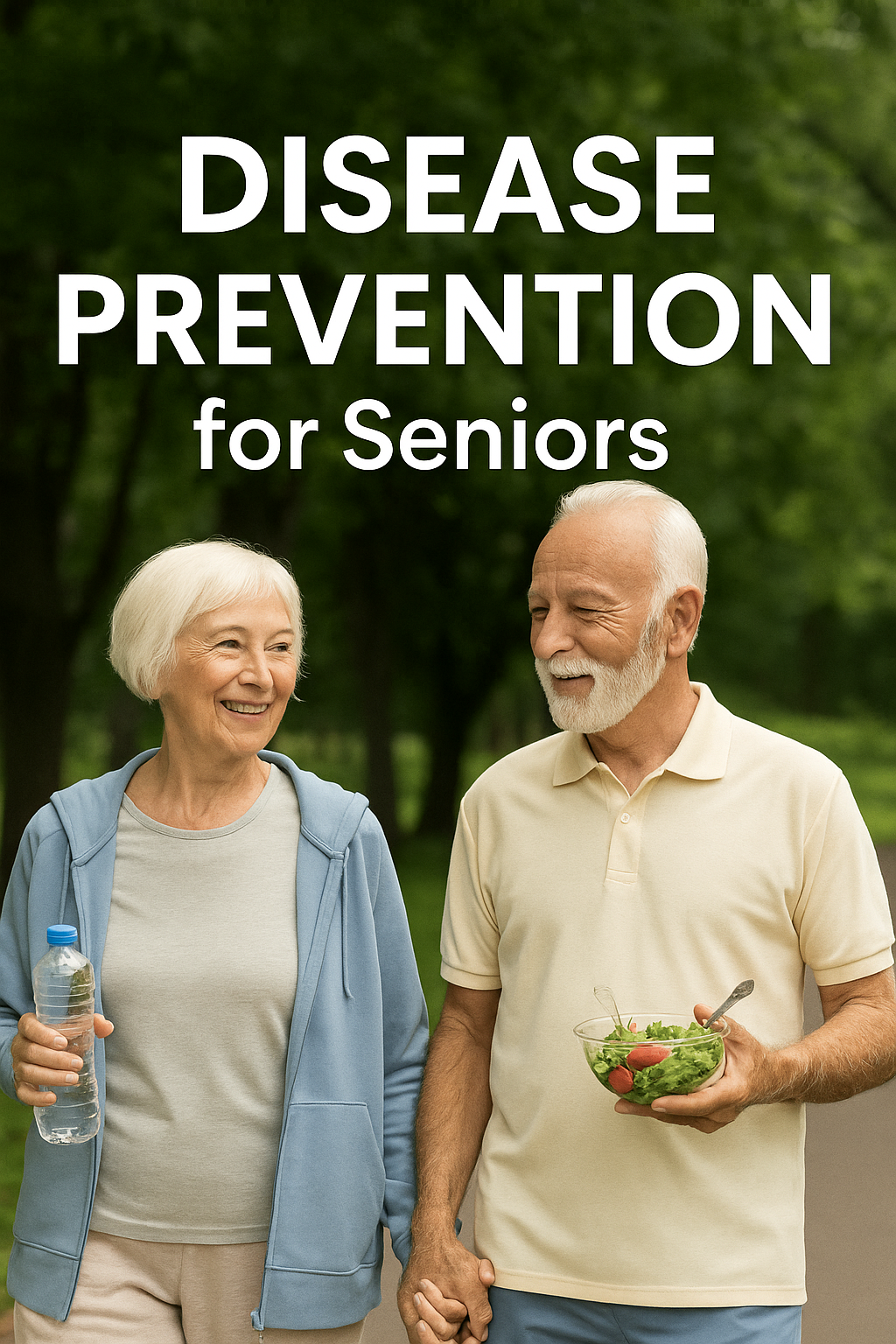 Elderly couple enjoying outdoor exercise as part of natural disease prevention for seniors
