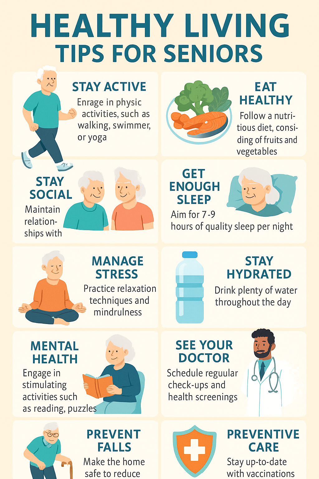 Healthy Living Tips for Seniors infographic