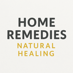 Bold heading text 'Home Remedies – Natural Healing' on white background
