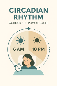 Infographic of human sleep cycle showing REM and non-REM stages across a full night