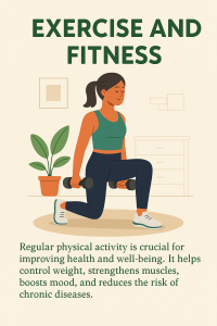 A woman doing dumbbell lunges at home with a smile, symbolizing strength and healthy lifestyle.